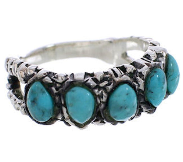 Southwestern Turquoise Sterling Silver Ring Size 8-1/4 WX34713